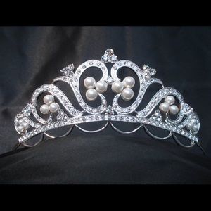 Pave Rhinestone & Pearl Tiara